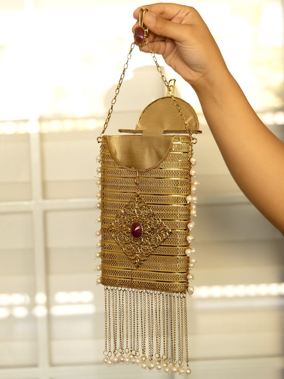 Antique Mobile Pouch with Fringe Tassel