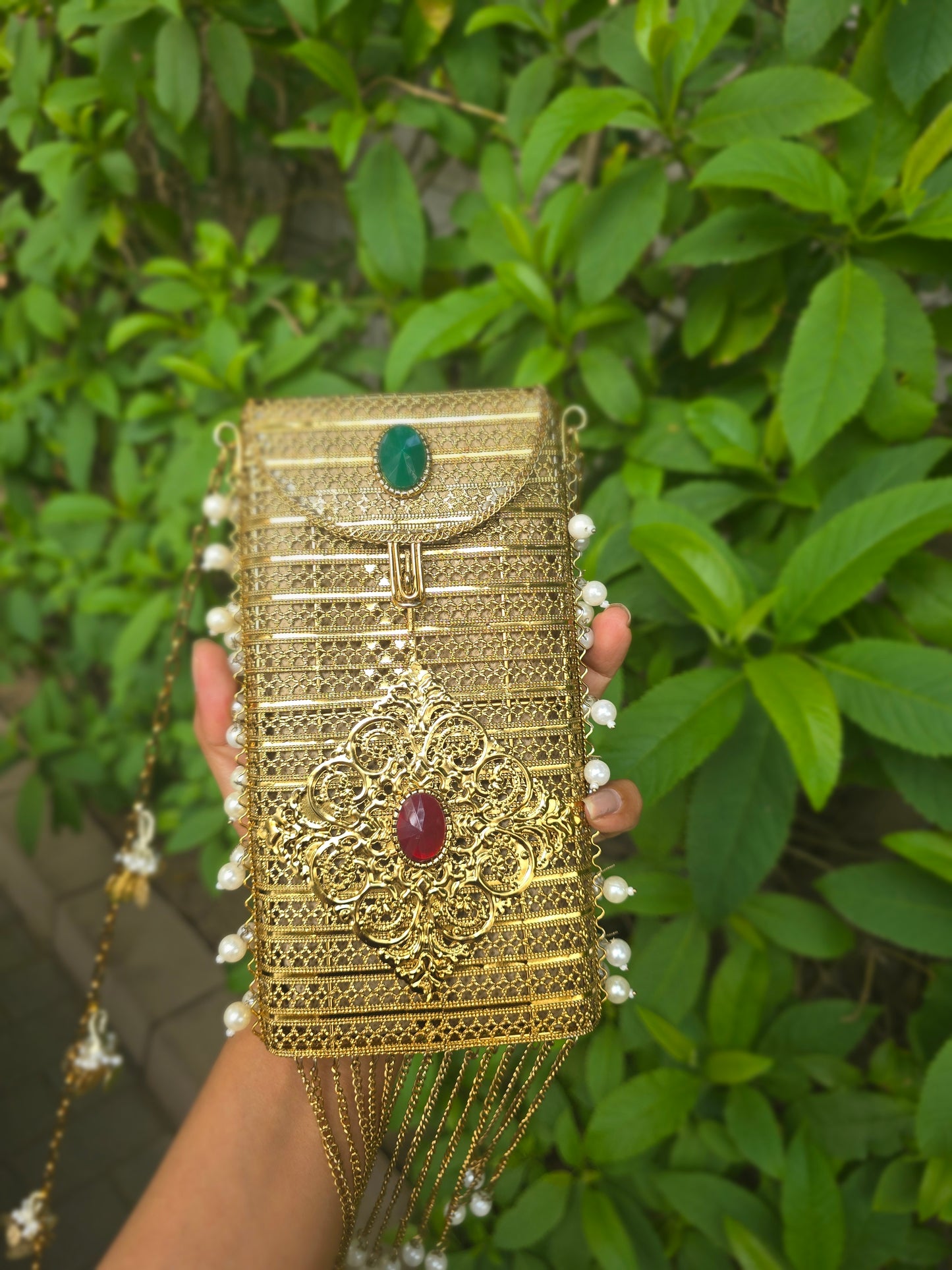 Antique Mobile Pouch with Fringe Tassel