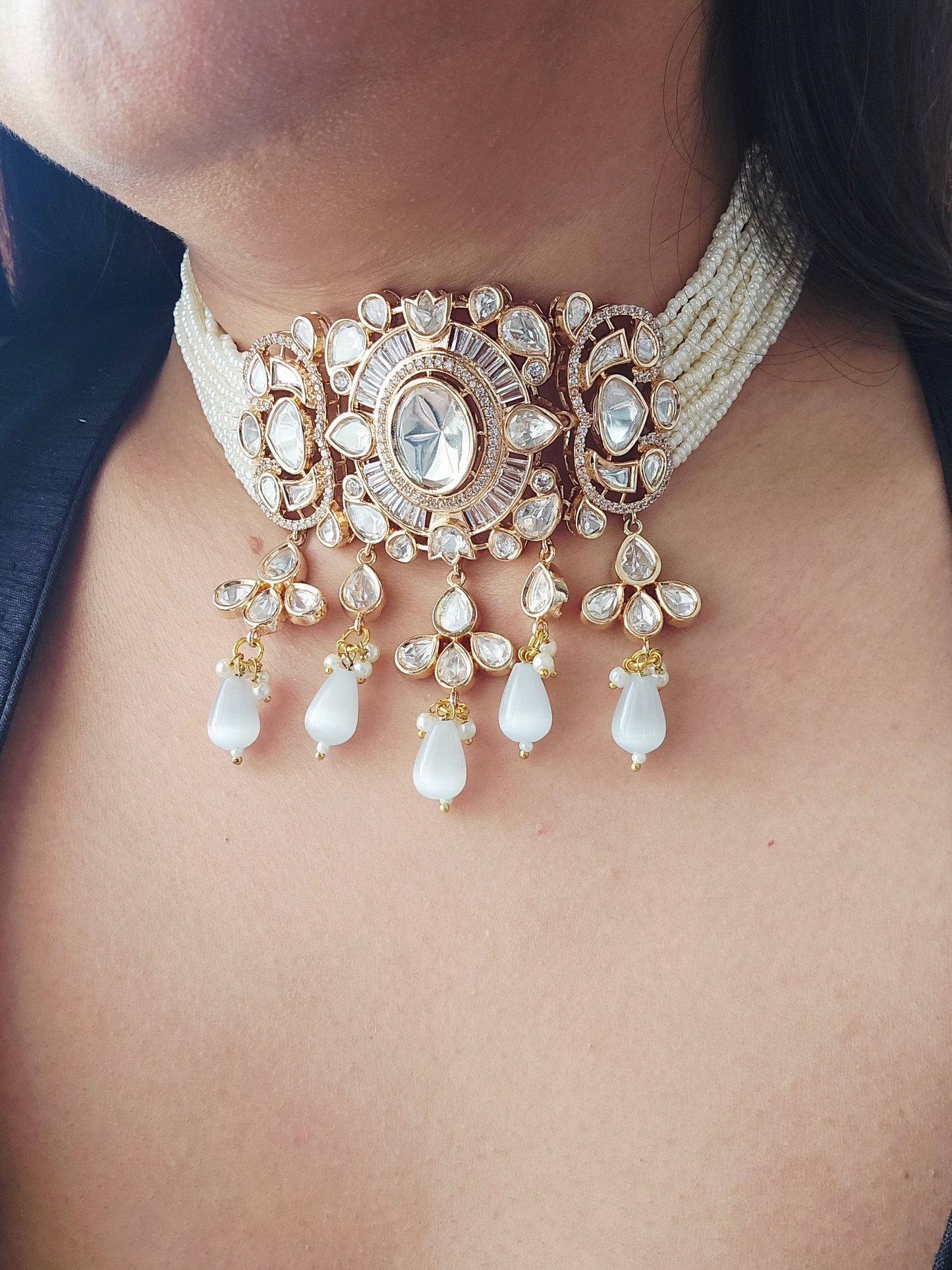 Moissanite polki Choker Set