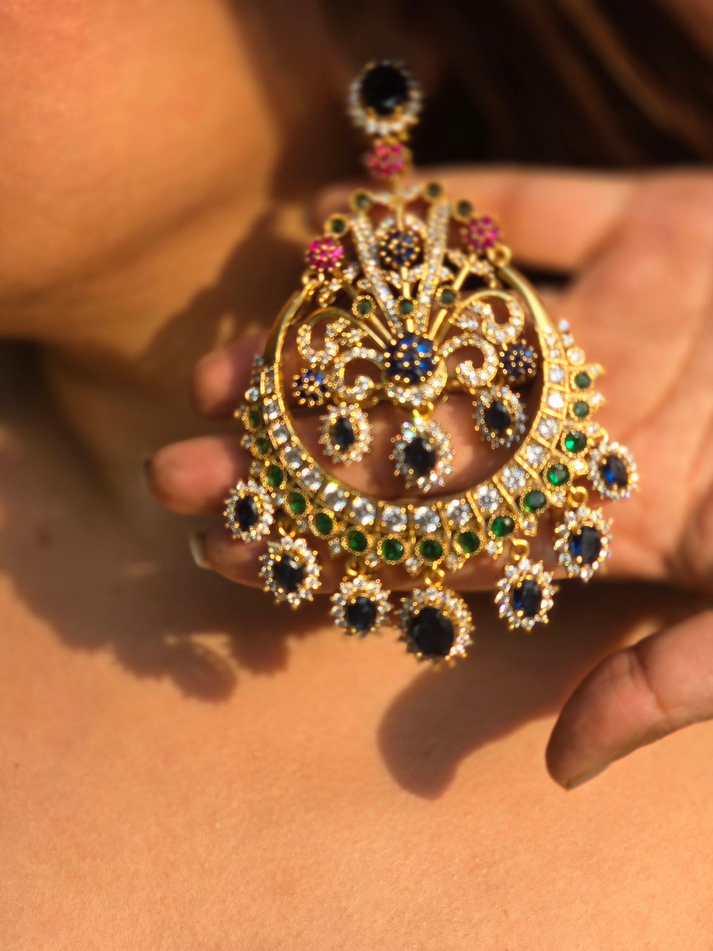 Shirin precious stones Chaandbaali Earrings