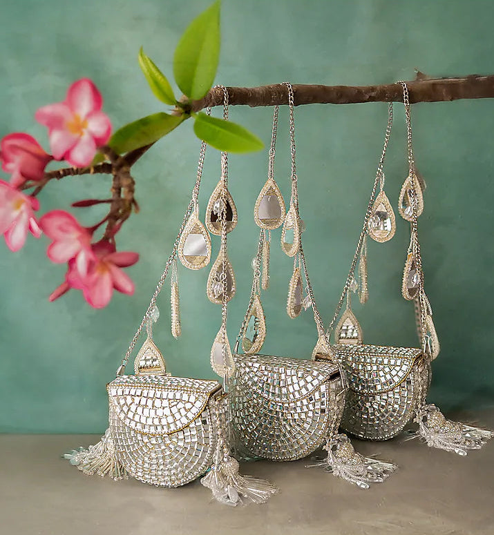 Heeramandi Aaina Tassel clutch bag