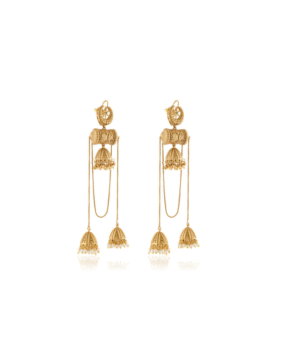 Devika Temple Ear Jhumka Earrings