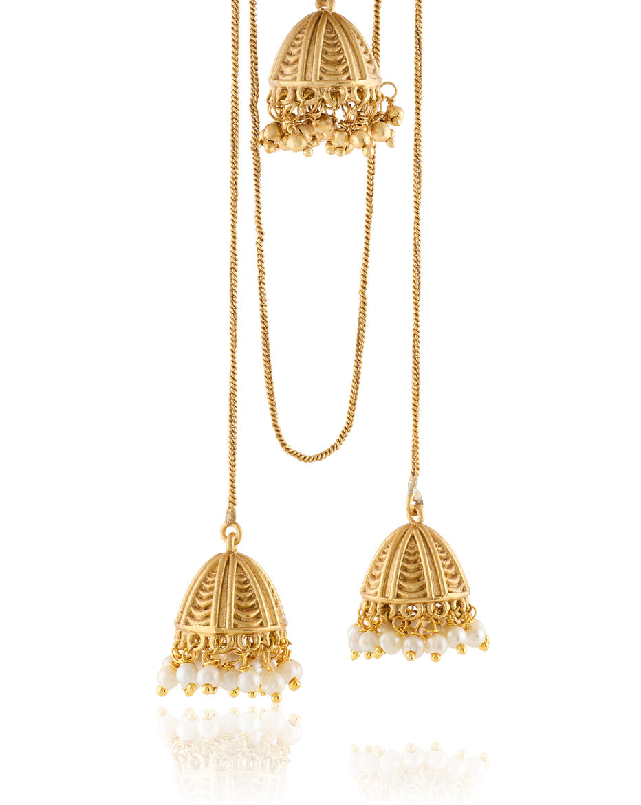 Devika Temple Ear Jhumka Earrings