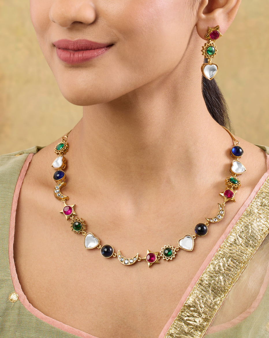 Chaand Sitara multicolour Necklace Set