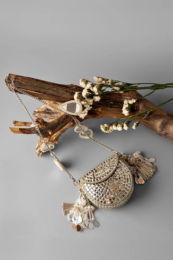 Heeramandi Aaina Tassel clutch bag
