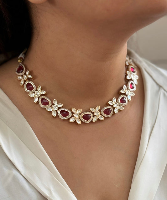Gulnar Ruby Polki Necklace Set