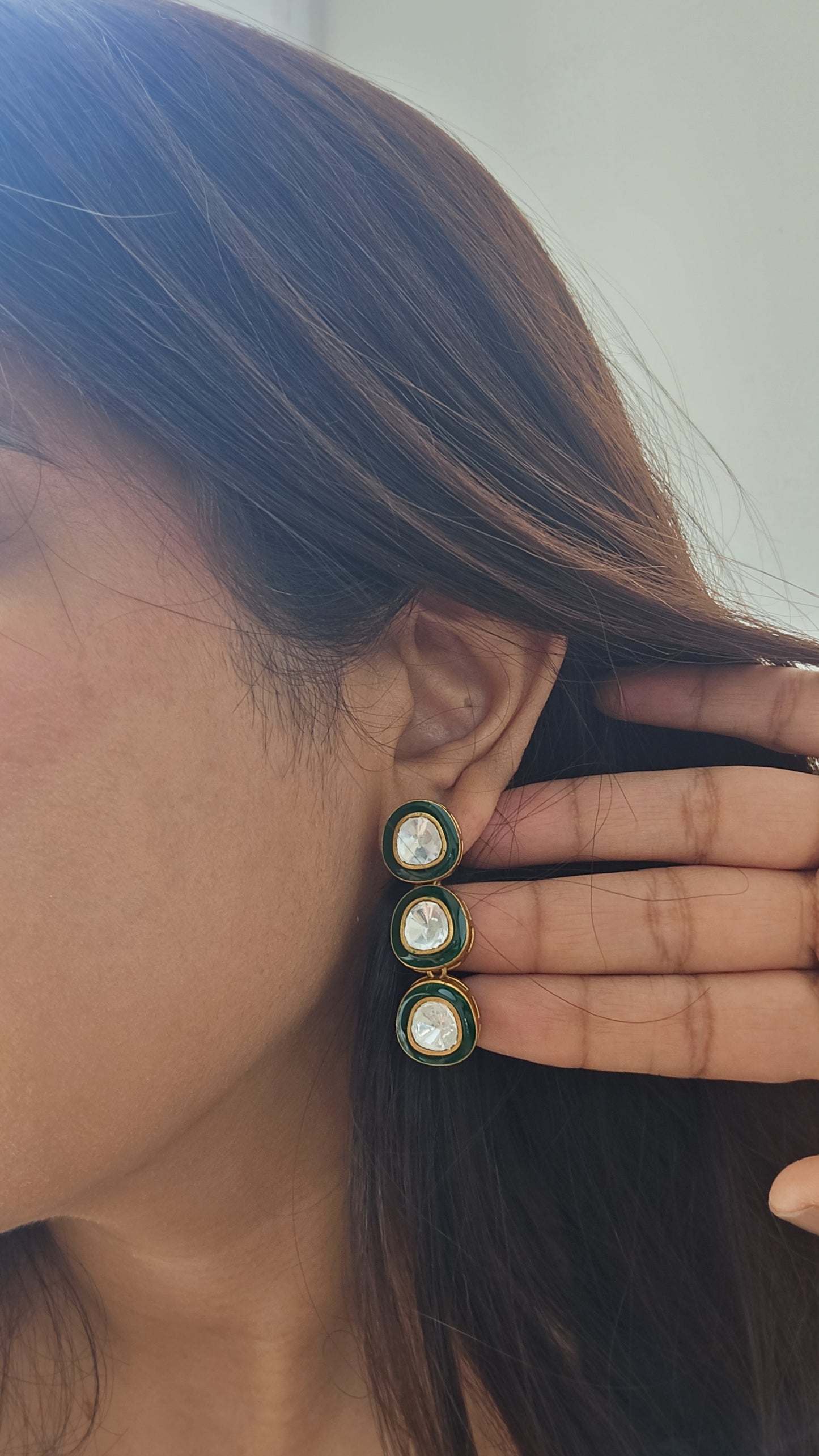 Double layered Polki Moissanite Necklace Set