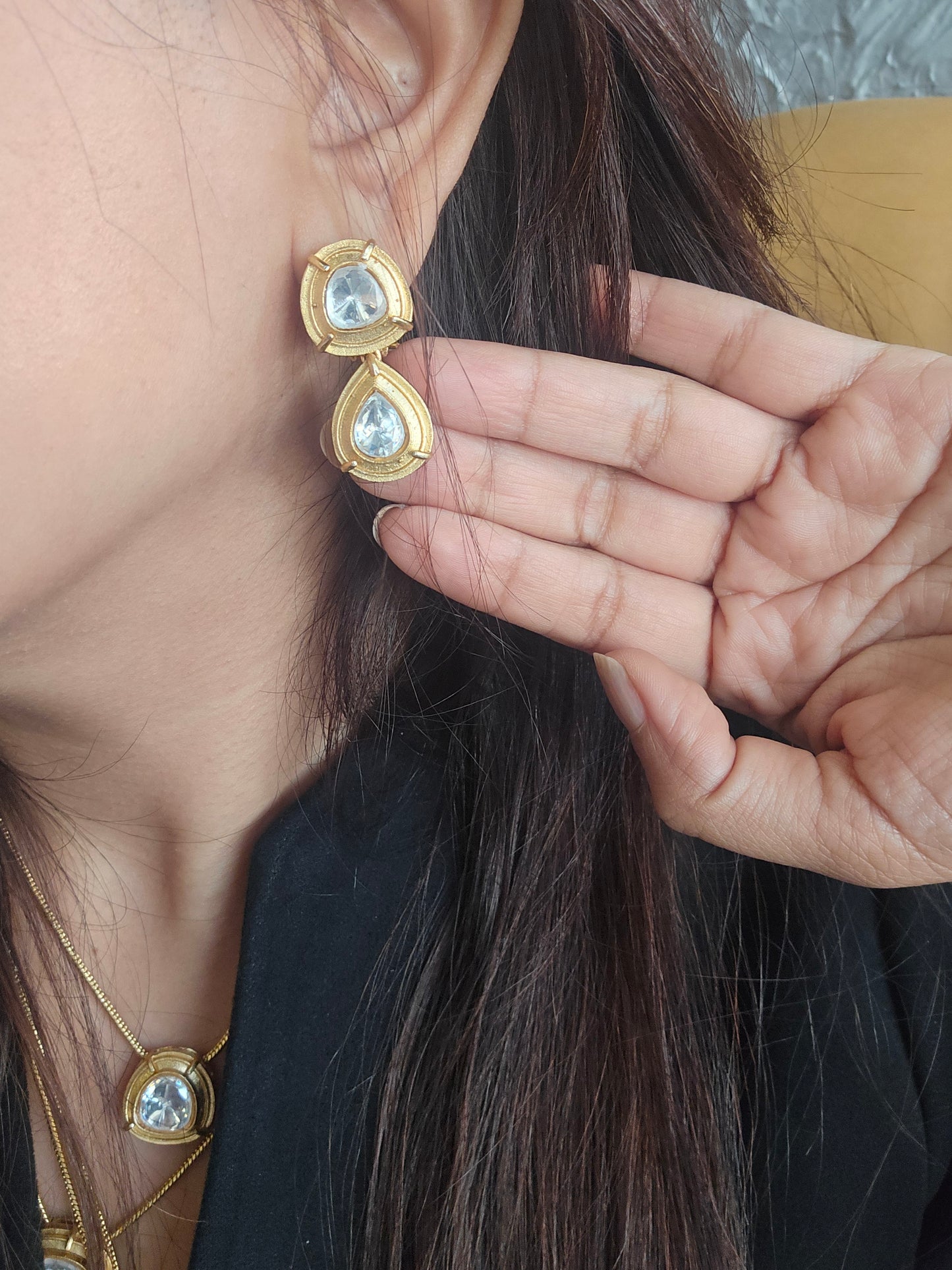 Nooraya Cascade Polki Moissanite Multilayered Necklace Set