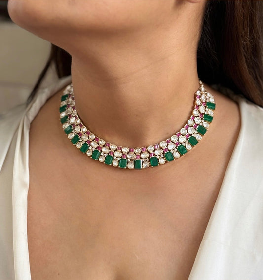 Noor Emerald Ruby zirconia Necklace Set