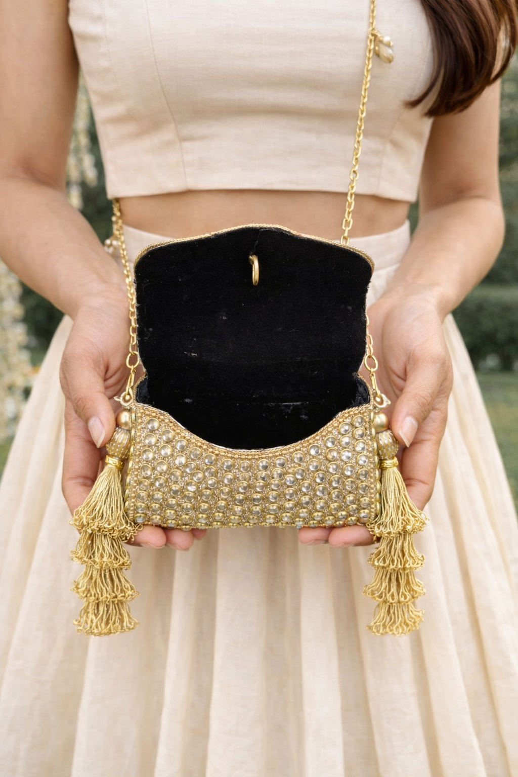 Noor-e-Zari Mini Clutch Bag with Tassles and Charms