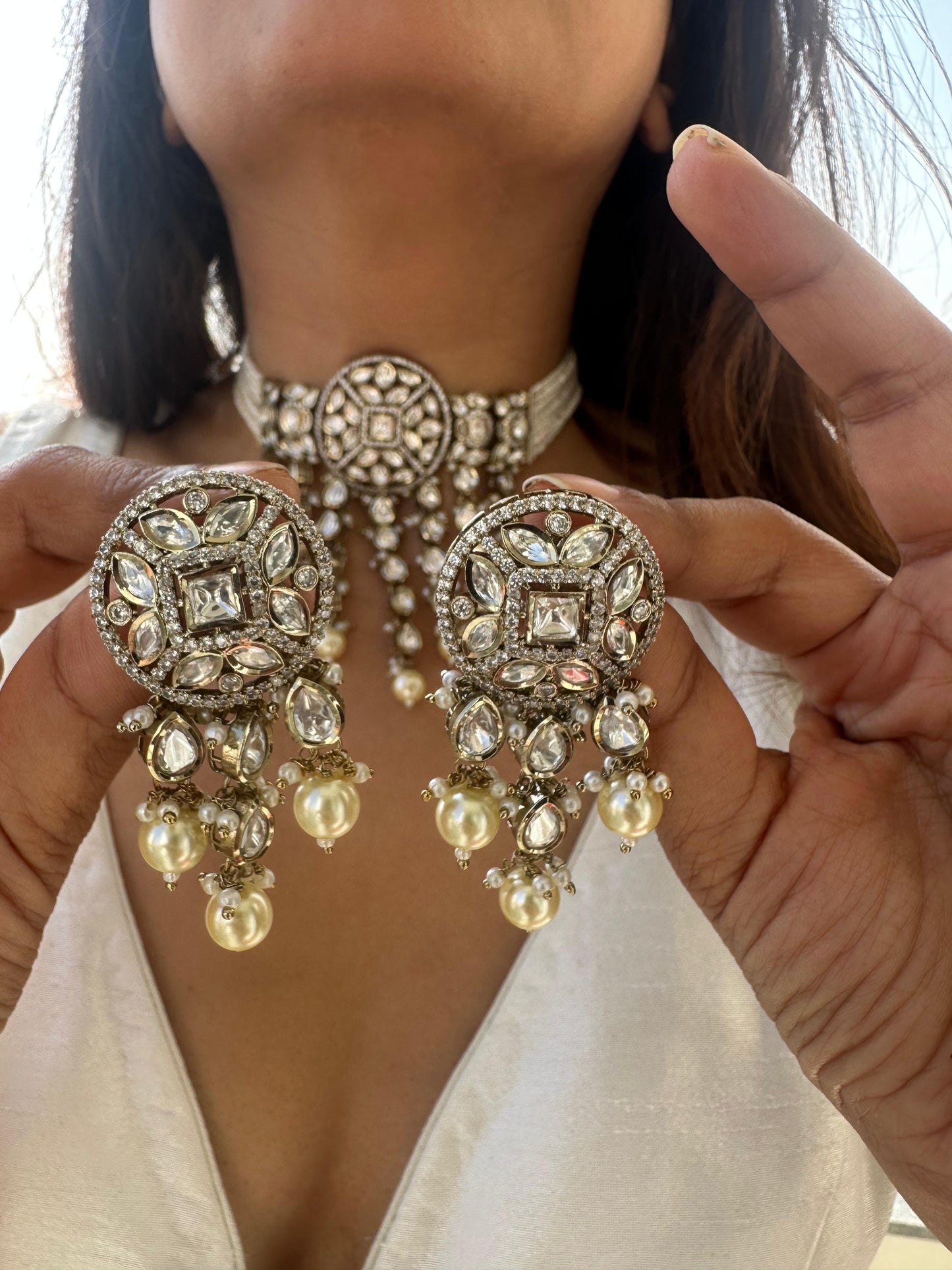 Mahira Polki Mossainite Choker set