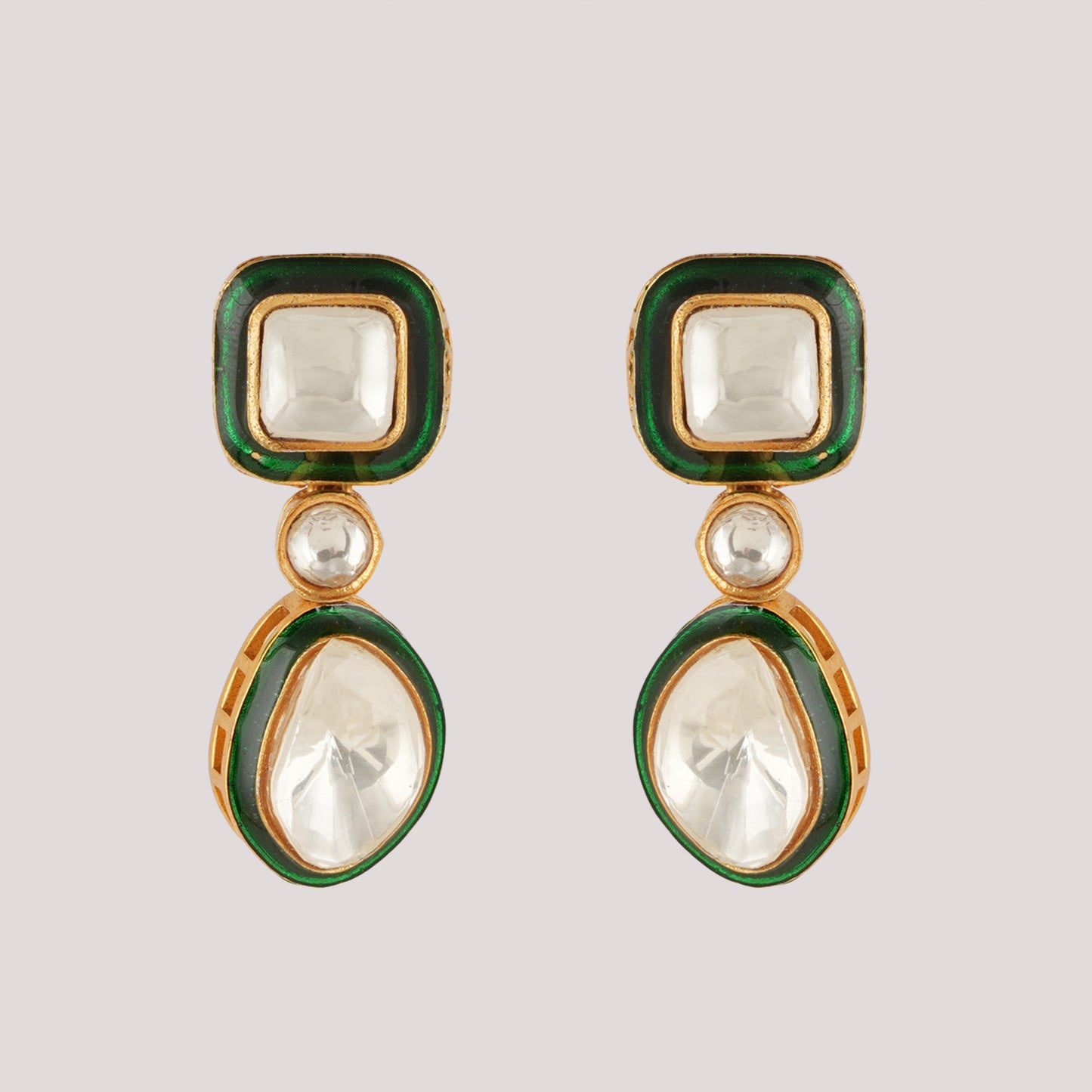 Polki Meena Layered Necklace with Set