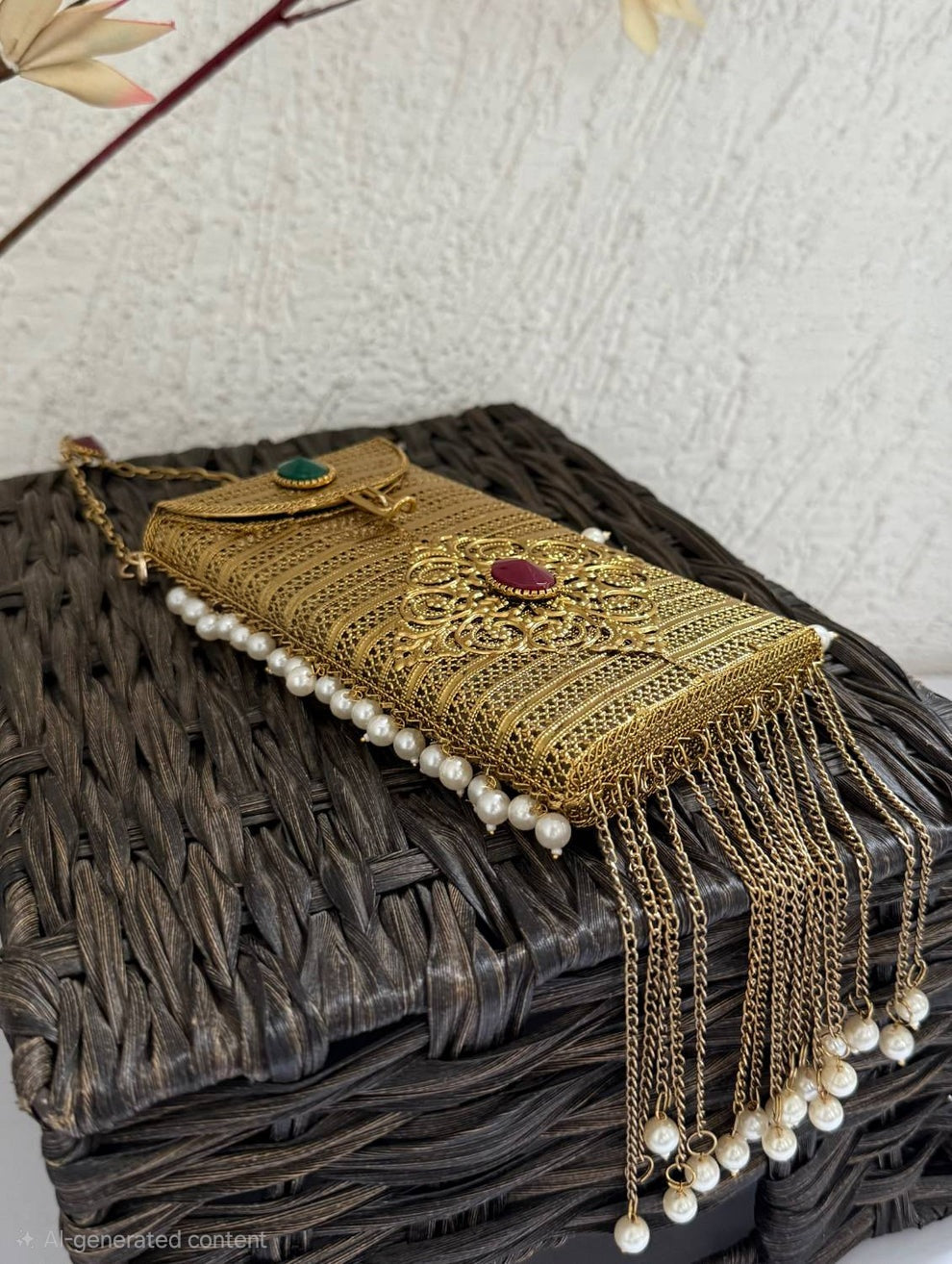 Antique Mobile Pouch with Fringe Tassel