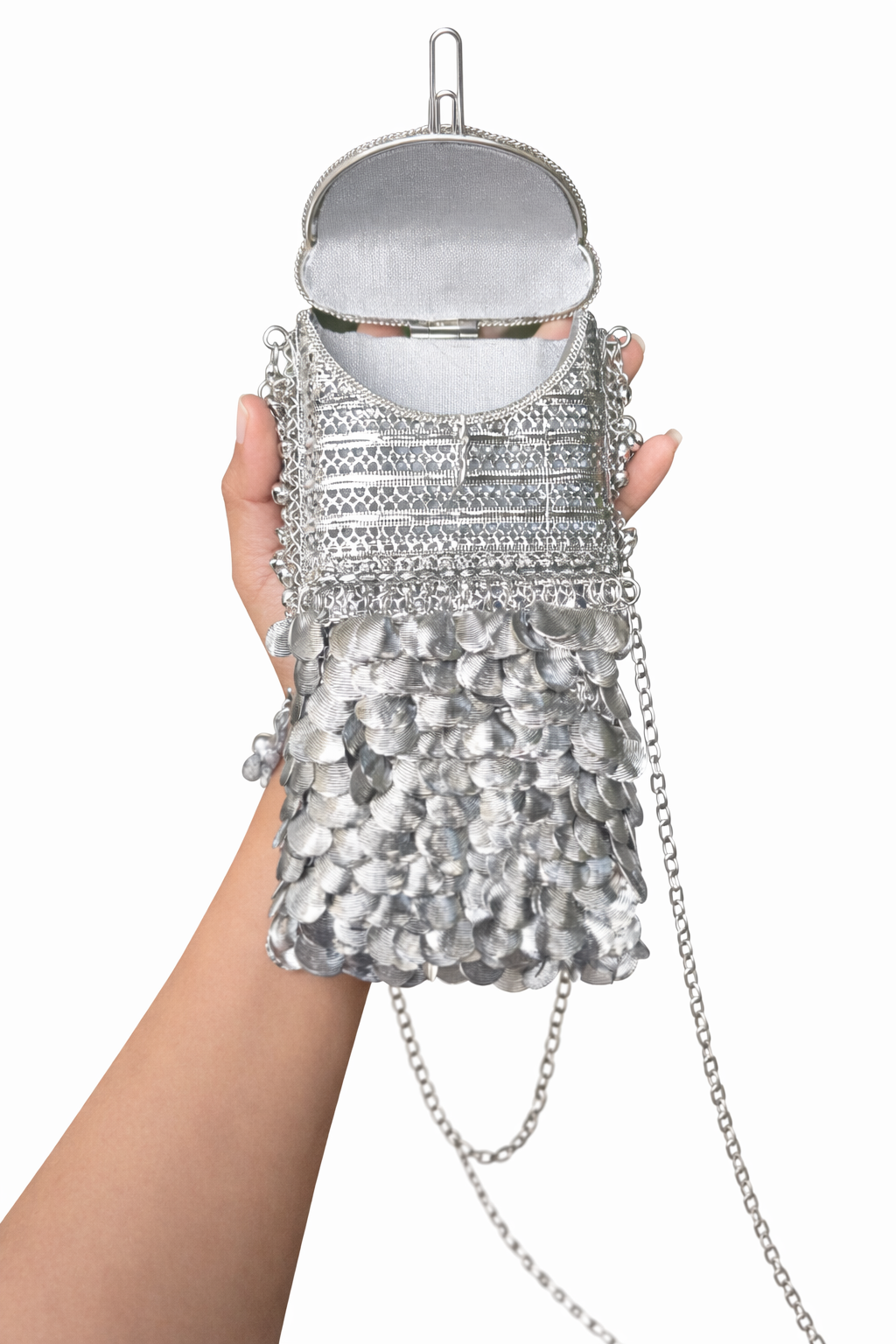 Ethnic Gold Metal Phone Bag | 2-in-1 Waist & Crossbody Pouch | Tasseled Festive Mobile Sling | Wedding Guest Gift | Handmade Boho Accessory