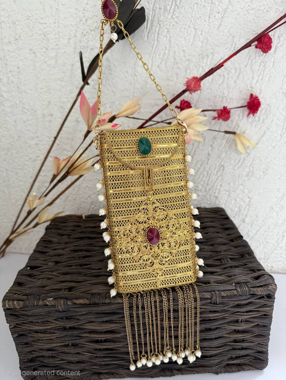 Antique Mobile Pouch with Fringe Tassel